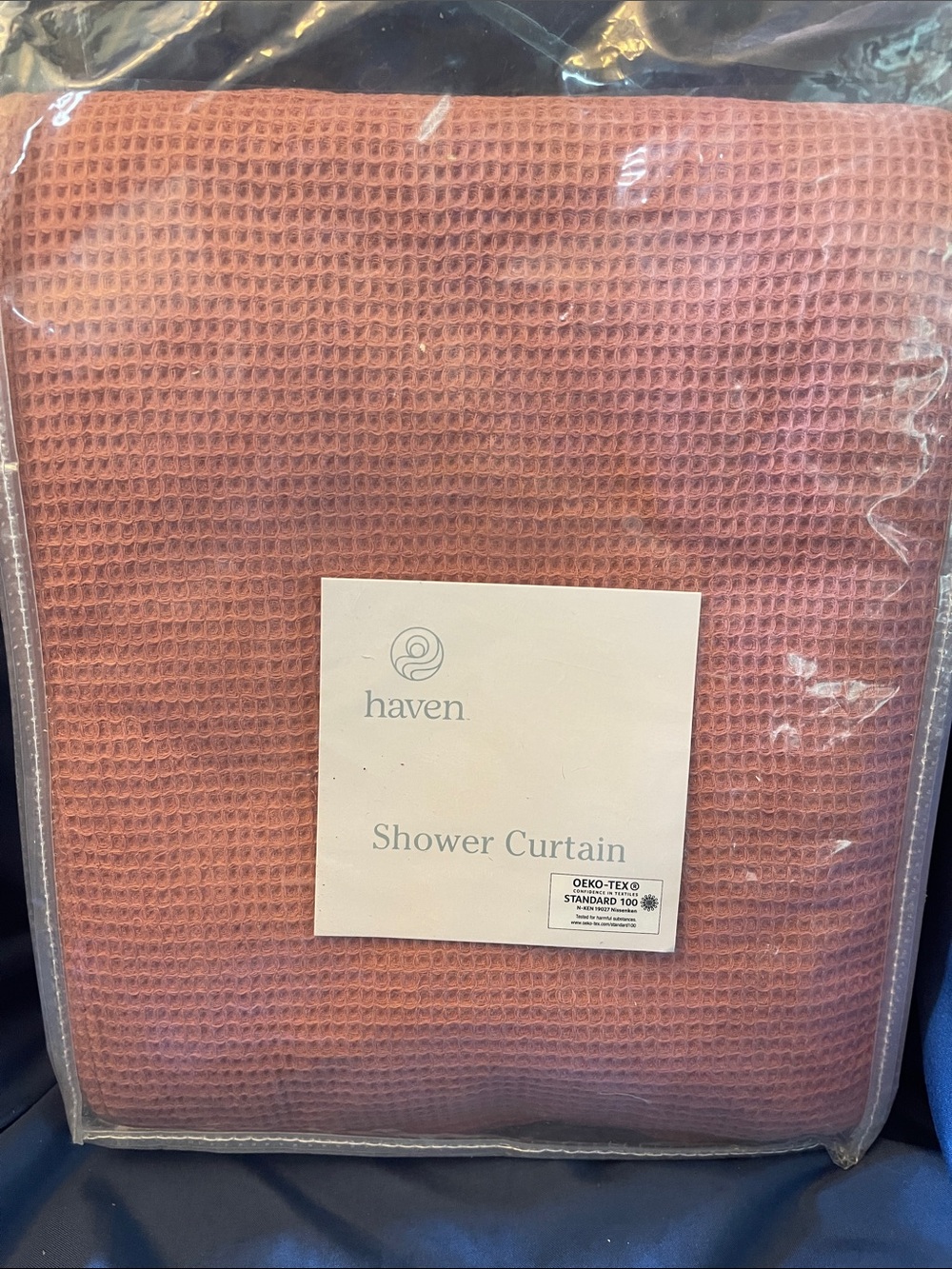 Haven Waffle Weave Shower Curtain - Dusty Rose